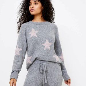 Lou & Grey for Loft Gray Shimmer Stars Sweater S
